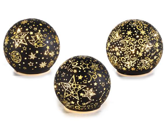Lámpara navideña de esfera de cristal decorada con luces LED