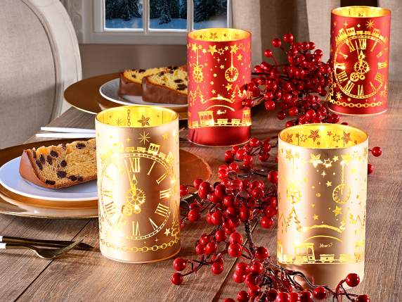 Lámpara cilíndrica cristal navideña decorada con luces LED