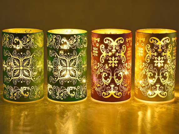 Lampe en verre décorée avec un thème majolique et LED