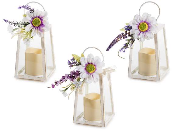 Lanterne LED en mouvement avec marguerites et lavande