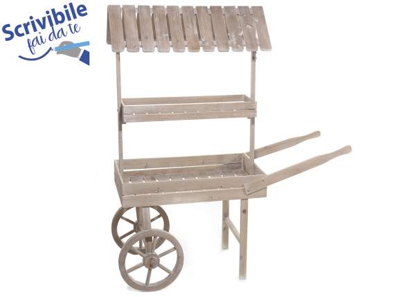 Large display and decorative cart in natural wood