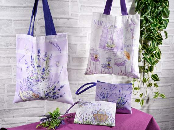 Set aus Stofftasche und Clutch „Lavendel“.