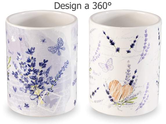 Keramik-Utensilienhalter mit Dekor „Lavendel“