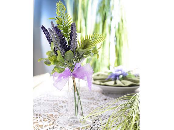 Artificial lavender bouquet with raffia bow