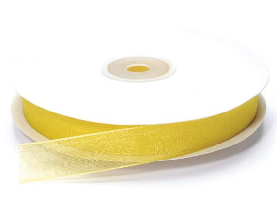 Lemon yellow organza ribbon 15mm x 50mt