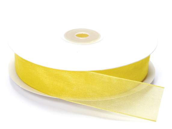 Lemon yellow organza ribbon 25mm x 50mt