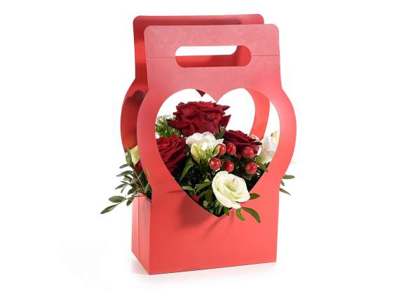 Panier de fleurs coeur en papier semi hydrofuge