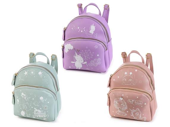 Little girl's faux leather backpack with 