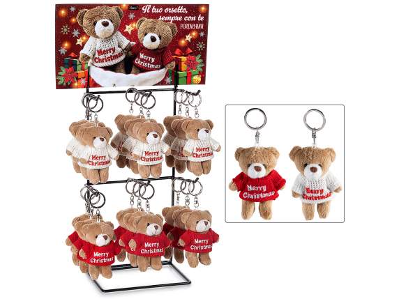 Llavero de osito de peluche con suéter de punto