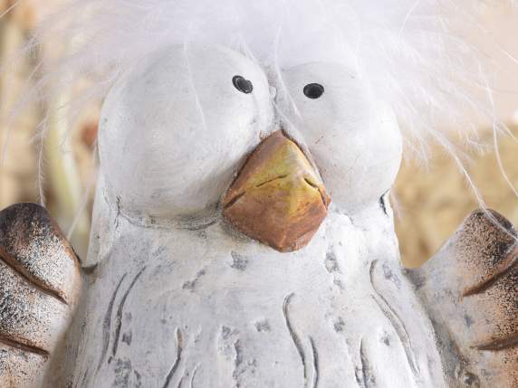 Terracotta Long-Legged Chick with Feathers