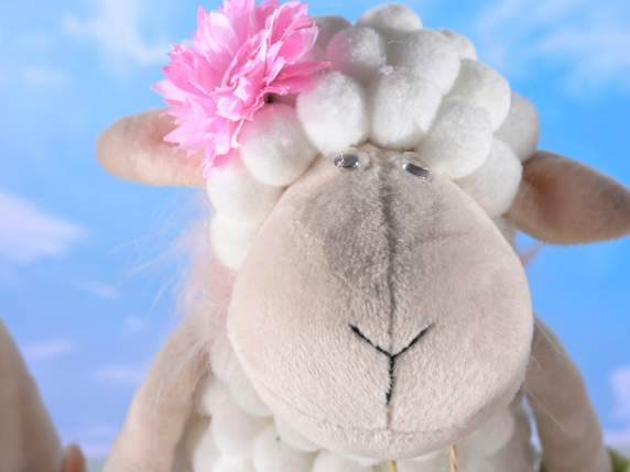 Long legged sheep in soft fabric with heart pendant