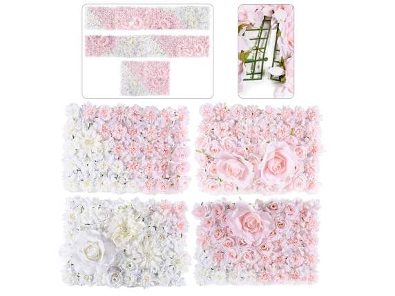 Lot de 4 tapis modulables c/310 en tissu fleurs artificielle