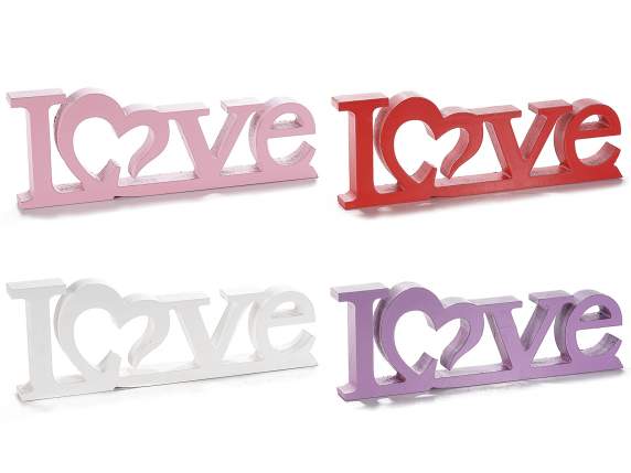 Love written in colored wood to support