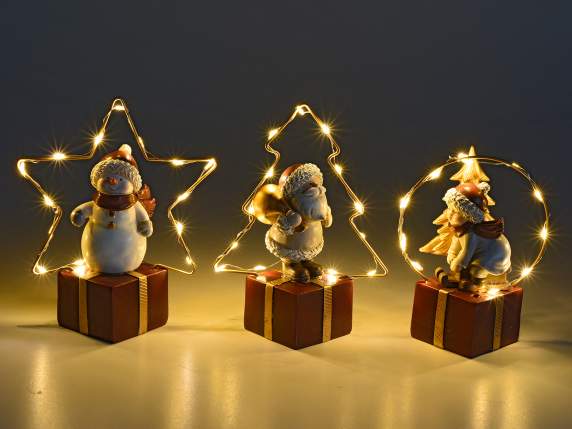 Personaje navideño de resina en paquete de luz LED