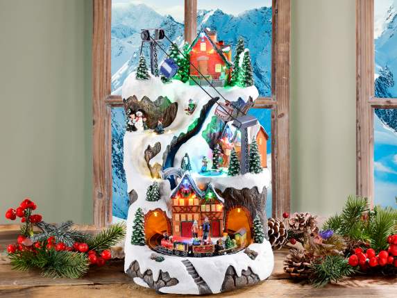 Paisaje navideño resina con luces, 8 canciones, movimiento