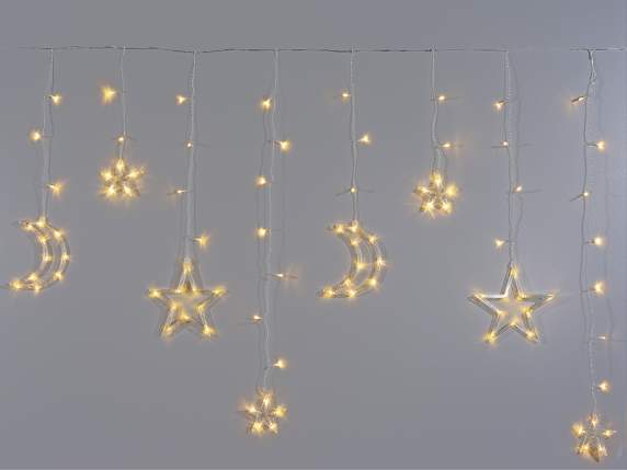 Luce pioggia decori pendenti, 12 fili, 135 LED bianco caldo