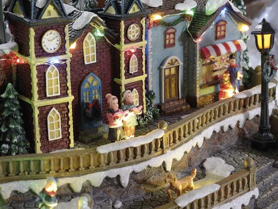 Paysage de Noël avec mouvement, lumières et musique