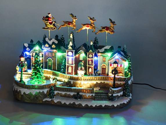 Paysage de Noël avec mouvement, lumières et musique