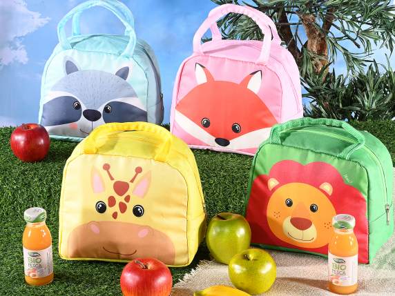 Lunch bag termica  Kids Animalcon chiusura a zip e manici