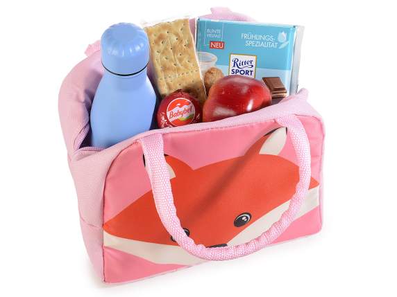 Lunch bag termica  Kids Animalcon chiusura a zip e manici