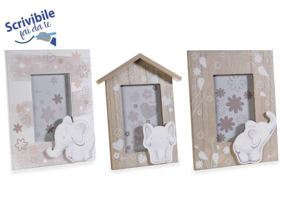 Marco de fotos de madera con decoración de elefante para col