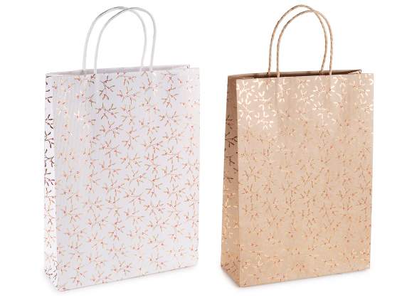 Bolsa de papel grande - sobre, estampado de ramitas doradas