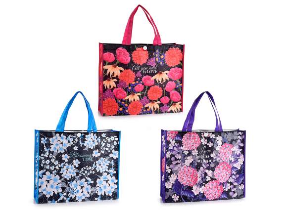Bolso de poliéster rígido con estampado Blooming