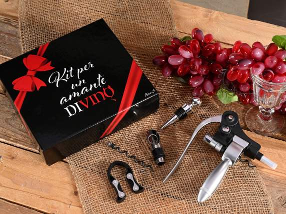 Pack regalo con 4 accesorios de sumiller para vino