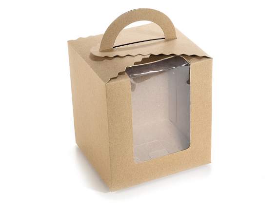 Caja de papel kraft con ventana y asa