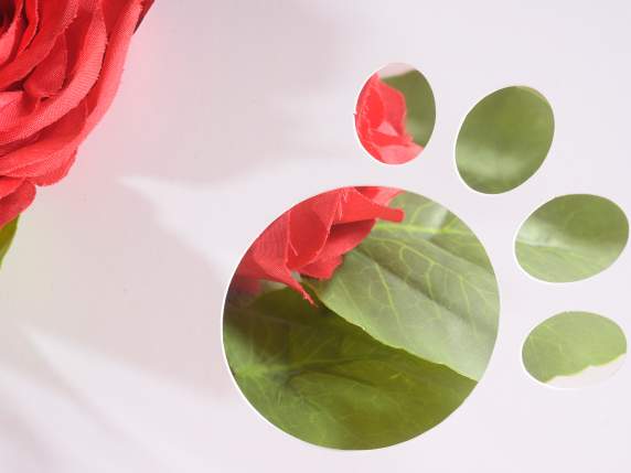 Cesta de flores, forma de osito en papel repelente al agua