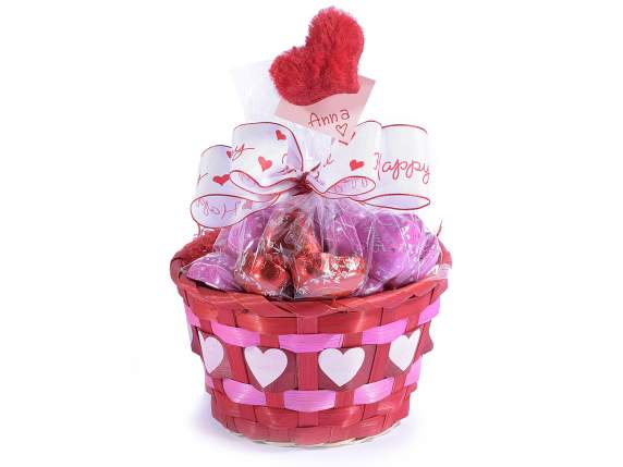 Cinta de organza de 38 mm con estampado de corazones y texto