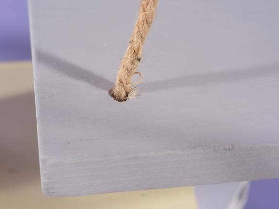 Juego de 2 estantes de madera gris con cuerda para colgar