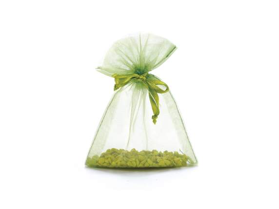 Bolsa de organza verde manzana 8x11 cm con lazo