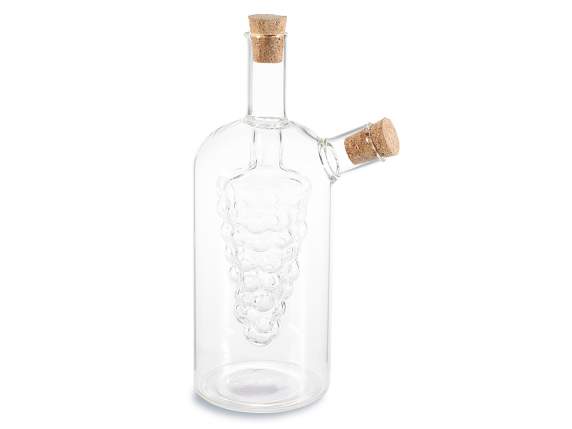 Botella de cristal con corcho para aceite y vinagre.