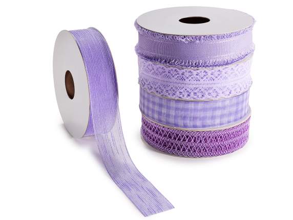 Cinta de satén-encaje de 25 mm color morado-lila