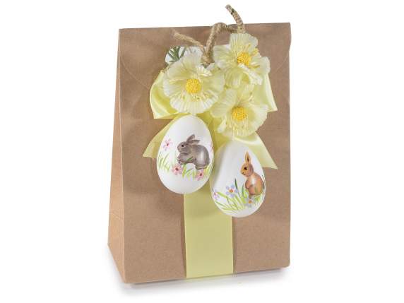 Tubo 6 huevos de plástico pintados a mano para colgar