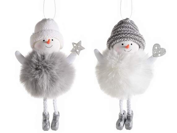 Muñeco de nieve con gamuza larga con vestido para colgar