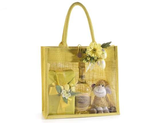 Oveja de terracota con vellón de colores y mariquita