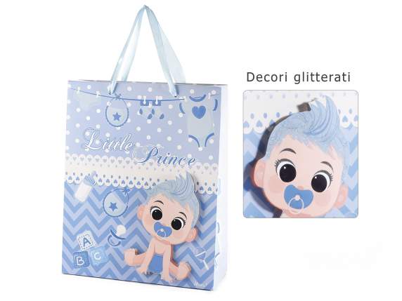Bolsa-sobre de papel mediano con decoraciones 3D para el nac