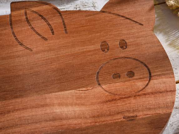 Tabla de cortar de madera de acacia con forma de cerdo