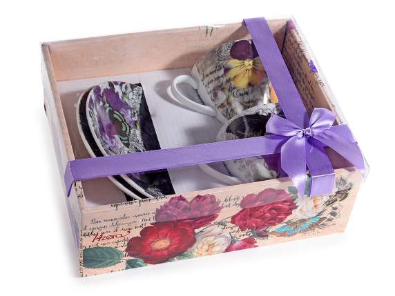 Pack de 2 tazas de té de porcelana de 200 ml con platillo