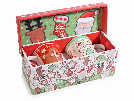 Caja de regalo 2 tazas de porcelana decoradas Navidad