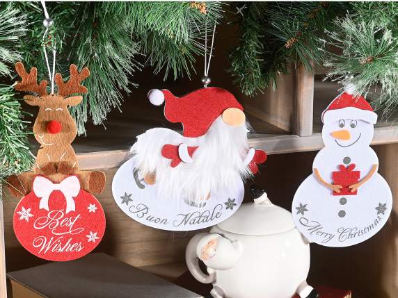 Personaje navideño de tela con escritura, para colgar