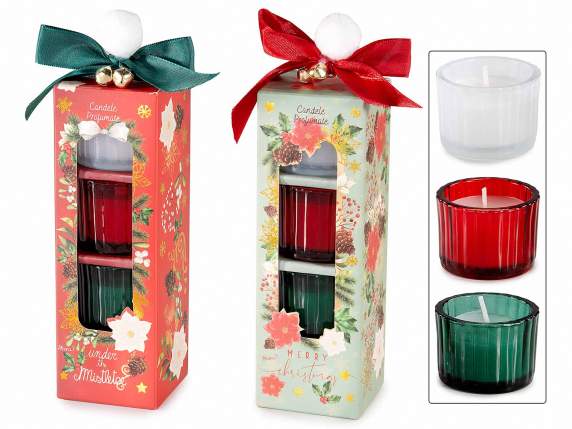 Set de regalo con 3 velas perfumadas en tarro de cristal