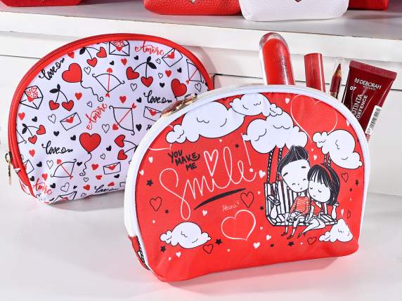 Bolsa de tela con cremallera y estampado de enamorados