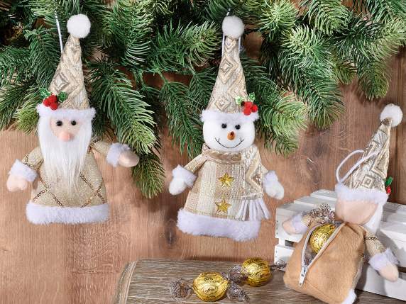 Personaje navideño con bolsa de dulces colgante.