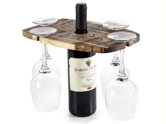 Tabla cortar barril de madera de acacia con 4 portavasos