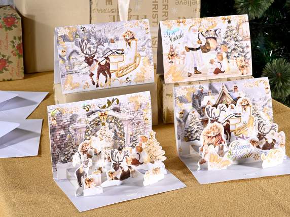 Tarjeta felicitación navideña decoración desplegable y sobre