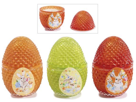 Vela perfumada en tarro de cristal con forma de huevo y tapa