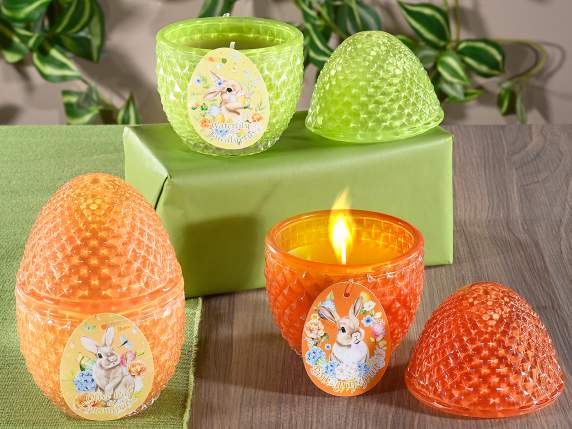 Vela perfumada en tarro de cristal con forma de huevo y tapa